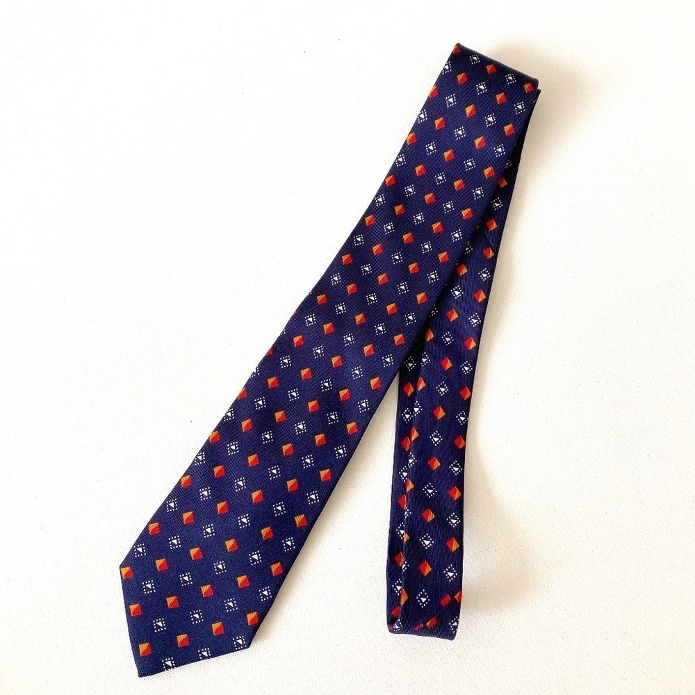 ETRO Blue Diamond Print Silk Tie